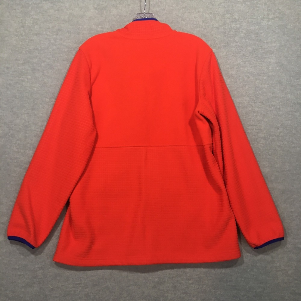 Lands End Womens XL Grid Fleece Full Zip Up Jacket Orange Blue Colorful EUC - Picture 2 of 12